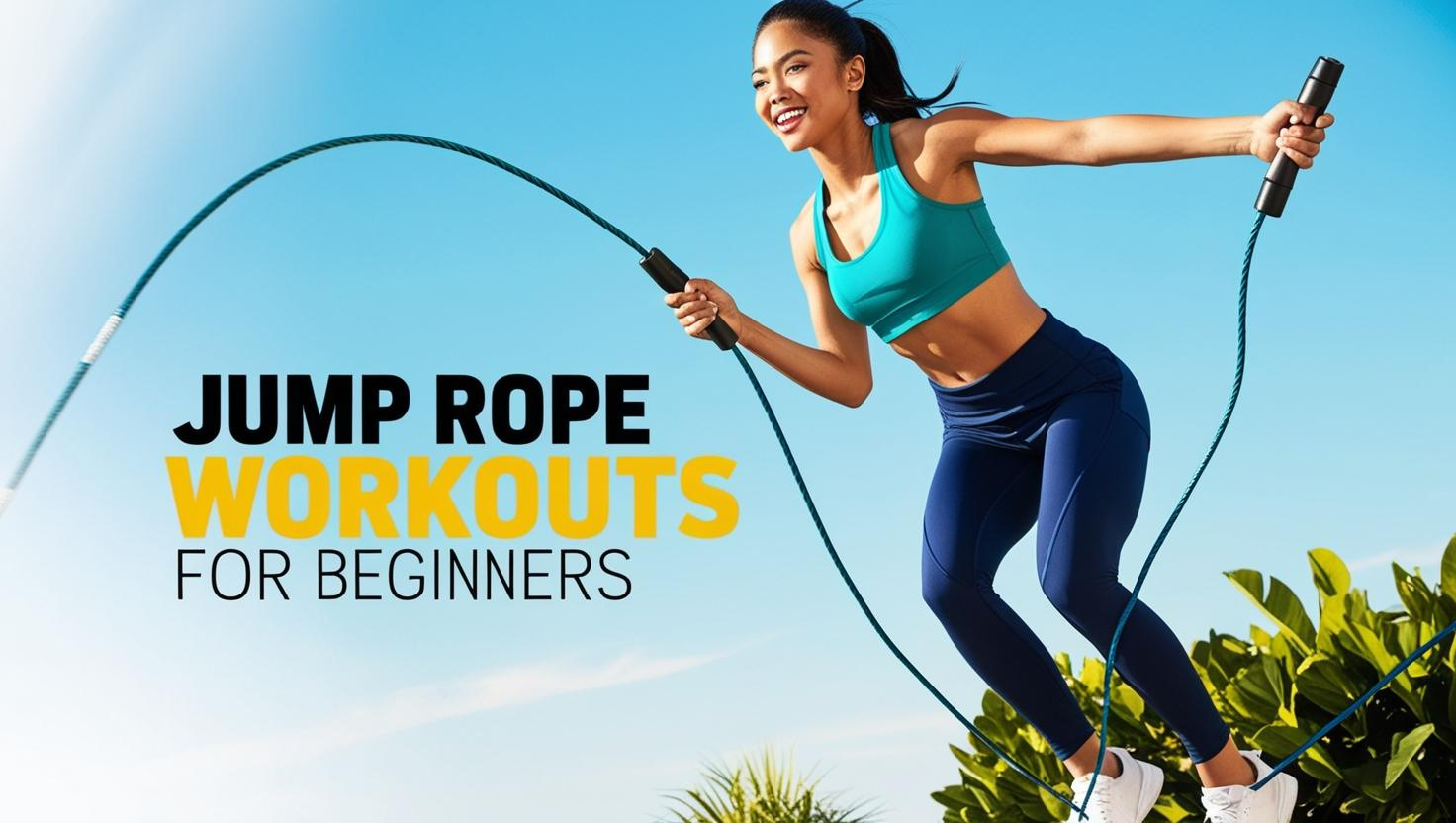 Woman doing a jump rope workout outdoors, perfect for beginners' fitness routine.