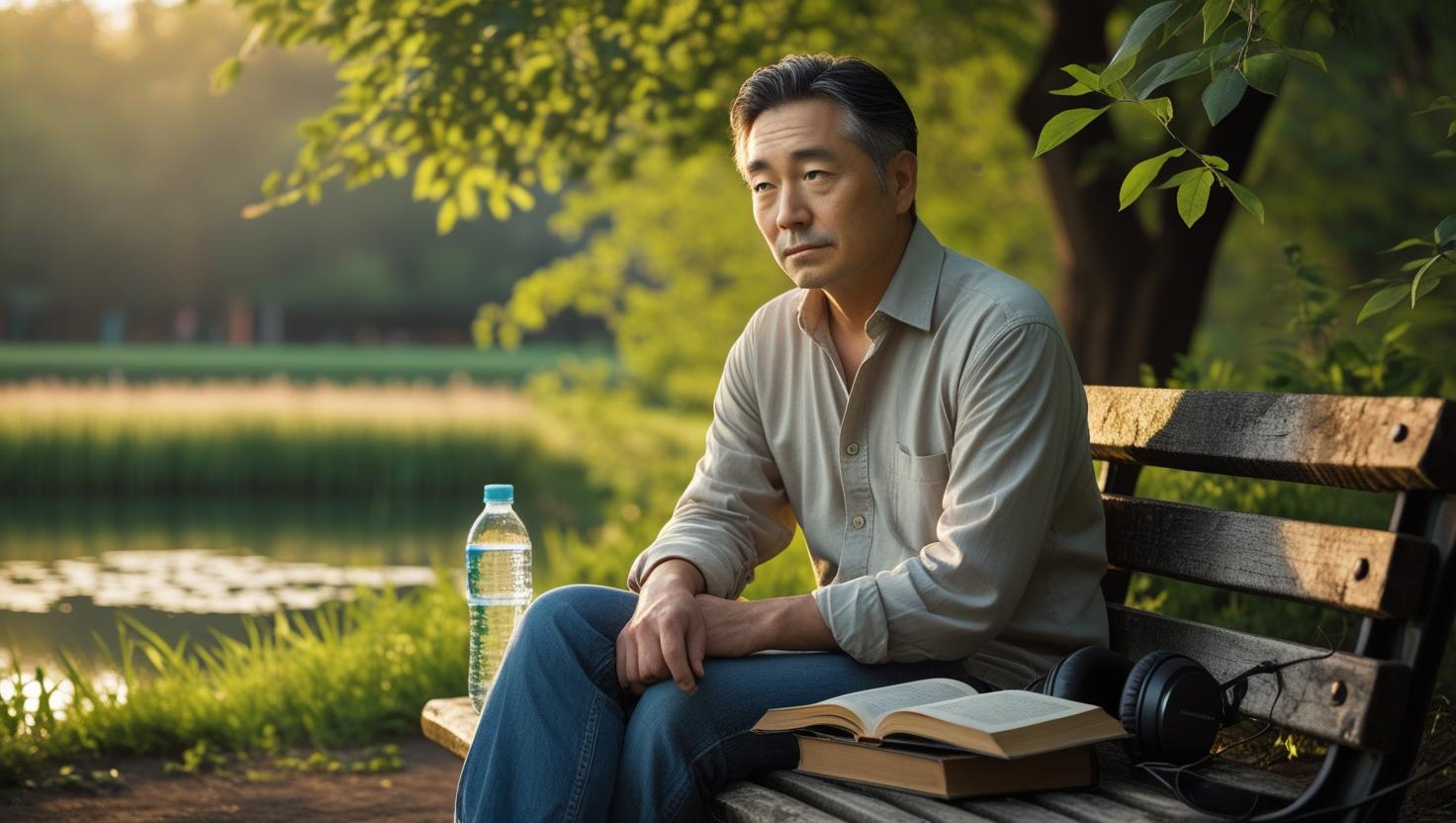 Thoughtful man sitting alone on a bench, symbolizing emotional reflection and men’s mental health awareness.