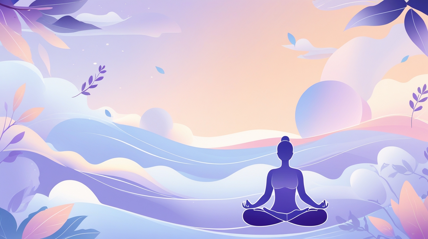 Calm and inspiring illustration representing mental health, inner peace, and emotional well-being with soft pastel colors and minimalistic design.